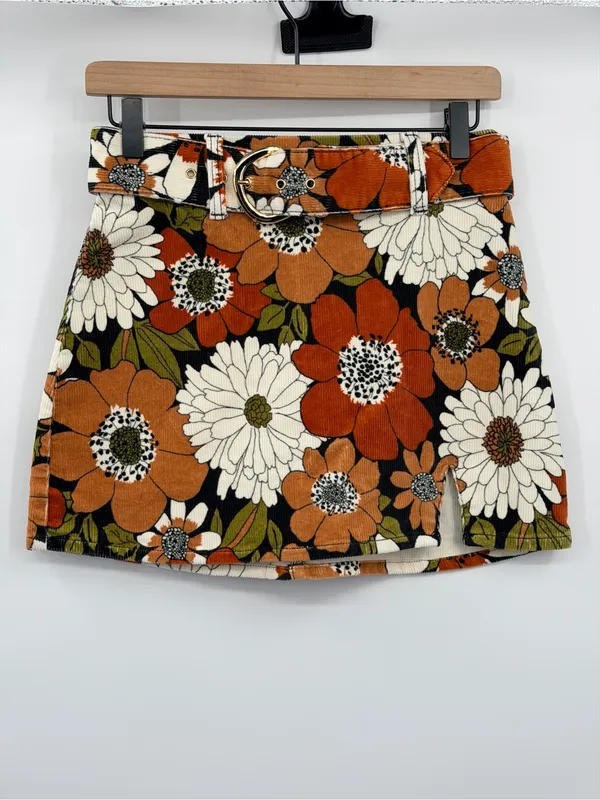 Show Me Your Mumu Tyra Belted Skirt XS Hutton Floral Corduroy NWT‎ $148 - Image 3