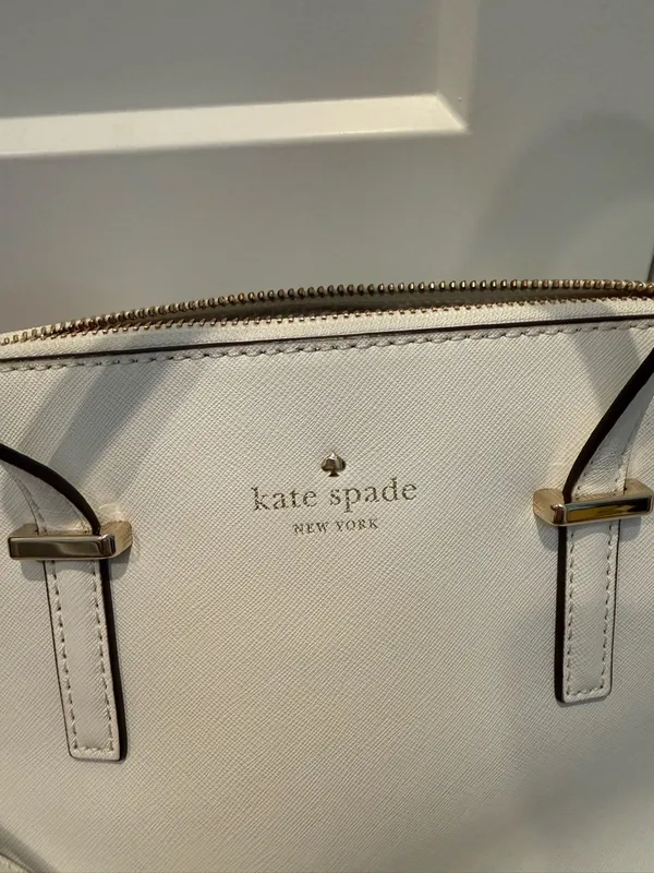 kate spade White Leather Satchel with Gold Hardware - Image 5