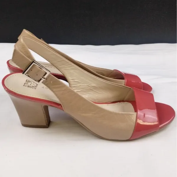 Anne Klein Women's Tan/Red Shoes/Heels Sz7.5M SKU 3575 - Image 4