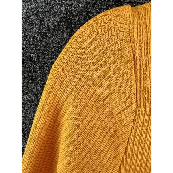 H&M Divided Mustard Yellow Rib Knit Long Sleeve Tie-Front Crop Cardigan Size M - Image 10