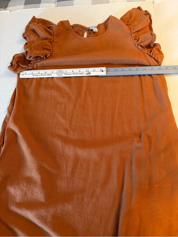 a new day Rust Brown Ruffle Sleeve women’s Dress size Large linen blend - Image 6