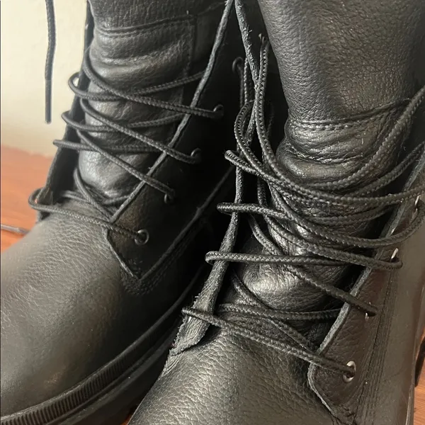 Timberland Ray City Black Combat Boots Lug Sole Leather Women’s 9.5 A2JNY - Image 13