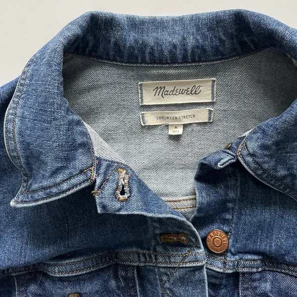 Madewell The Shrunken Stretch Jean Jacket Eco Edition Vintage Light Size Small - Image 3