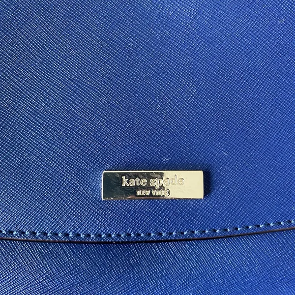 Kate Spade Laurel‎ Way Greer Saffiano Leather Purse Clutch Navy Blue Gold Chain - Image 2