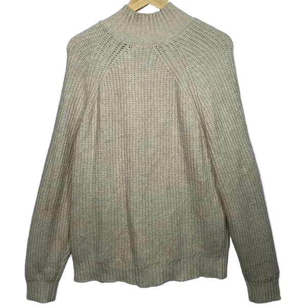 Abercrombie & Fitch Oversized Soft AF Tan Knit Mock Neck Turtleneck Sweater Sz M - Image 2