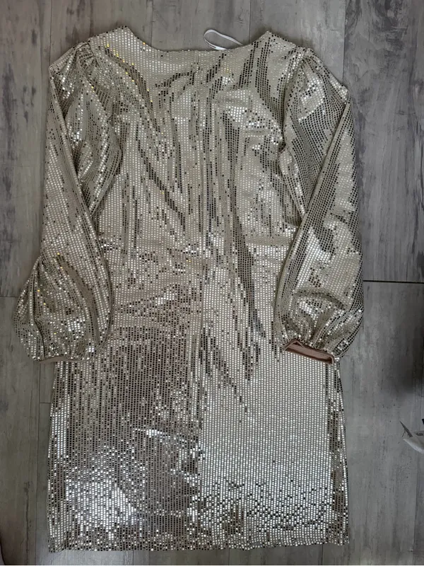 Alexa B Silver Sequin Long-Sleeve Shift Dress - Image 6
