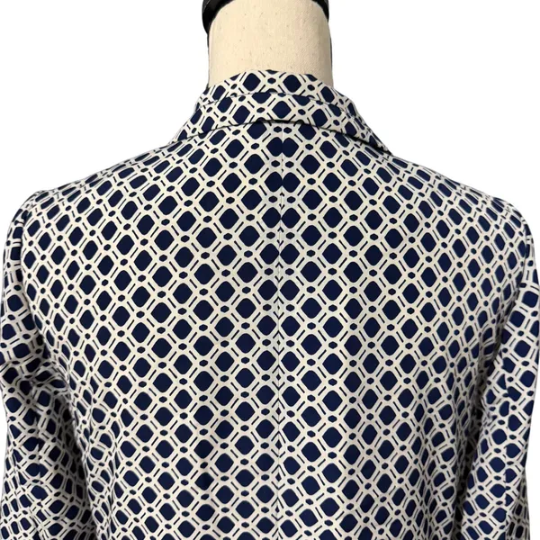 Cartonnier Anthropologie Navy White Geometric Southmark Blazer Sz M Lightweight - Image 5