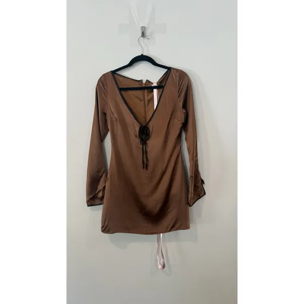 NWT House of CB Sakina Copper Satin Mini Dress Size Small - Image 5