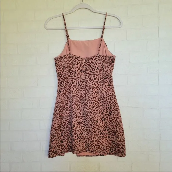 NWT Superdown Revolve‎ Kensley High Slit Pink Leopard Slip Dress Small - Image 6