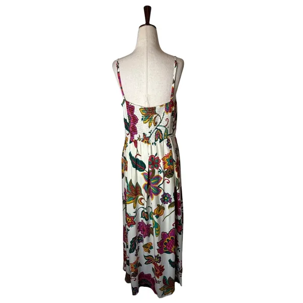 MSK Floral Maxi Dress Women Large Cream Ivory Square Neck Beaded‎ Straps Boho - Image 3