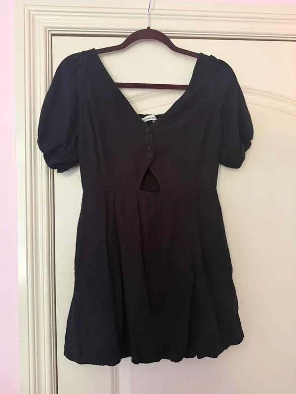 Abercrombie & Fitch black Puff Sleeve Mini Dress - Image 3