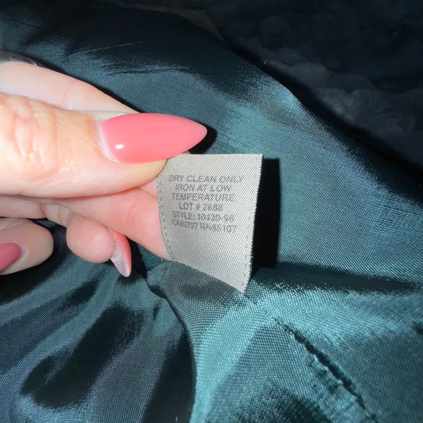 Vtg Wool Cashmere‎ Blend Blazer Dark Green Women 16 Pea Coat Single Breasted - Image 5