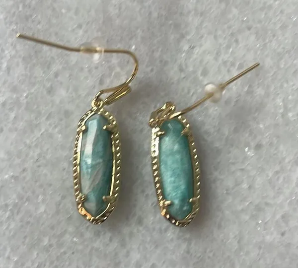 Kendra Scott Emma 14K Gold Over Brass Amazonite drop turquoise Earrings New OS - Image 4