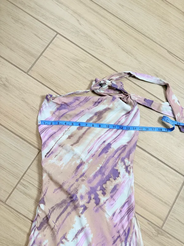Hello Molly Full Time Glam Girl Maxi Dress Purple Abstract Cowl Neck Slit Size S - Image 4