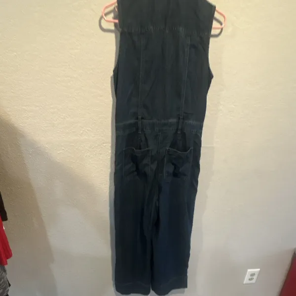 Chico's Denim Jumpsuit Sleeveless Collared Button Front Pockets Blue 0 small - Image 4
