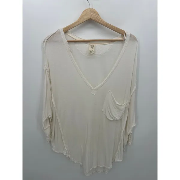 We the Free‎ White Golden Gate Tee Ribbed Women Sz S Oversized Boho Casual - Image 2