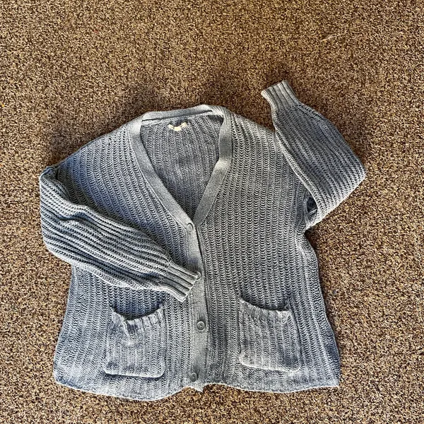 American Eagle Chunky Cardigan Blue Gray Knit Button Front Sweater Women’s - Image 4