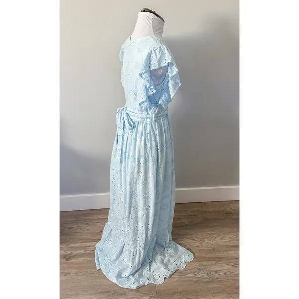 Malibu Bum Baby Blue Eyelet Maxi Dress - Image 11
