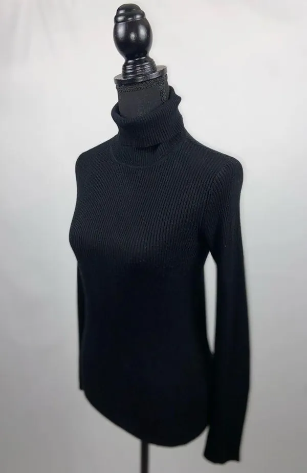 Turtleneck Sweater Black Ambiance Apparel Large Stretch - Image 2