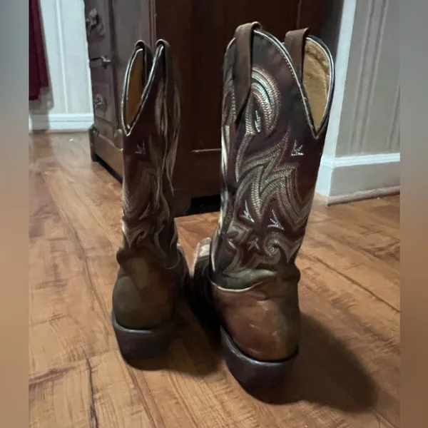 ROCKY HANDMADE Leather Western Cowgirl Boots-Brown Size 6 - Image 4