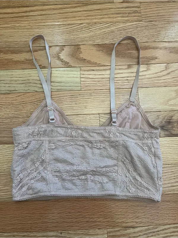 Intimately Free People Cream Blush Lace Wireless Bralette XS Romantic Dainty - Image 3