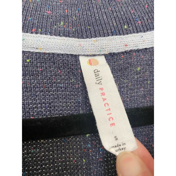 Anthropologie Daily Practice Oversized Button Henley Sweater Speckled Navy S - Image 6