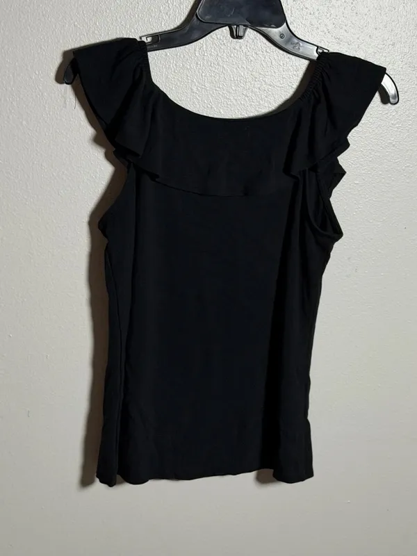 Ann Taylor Factory Women Minimalist Neutral Black Ruffle Sleeve Tank Top size M‎ - Image 7