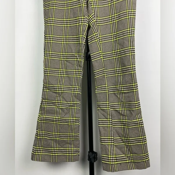 Urban Outfitters Black Green Checked Plaid Cropped‎ Flare Pants - Image 4