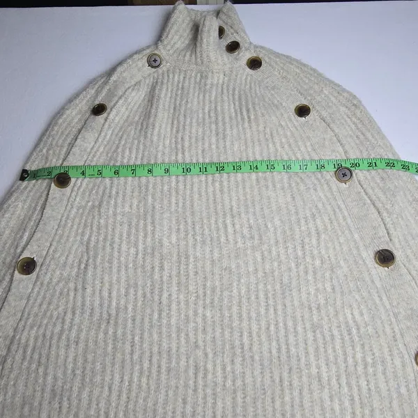 J. Crew NWT Ribbed Turtleneck Button Side Poncho Sweater Oatmeal‎ H3638 S/M - Image 10