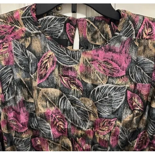 Vintage Alexis‎ Fashions Pink Black Drop Waist Pleated Midi Dress 80s Size Small - Image 16