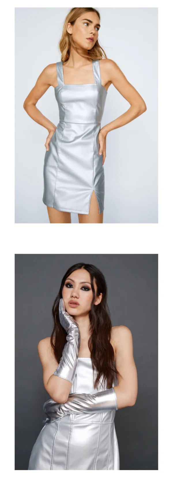 Nasty Gal Metallic Dress with Gloves - Image 2