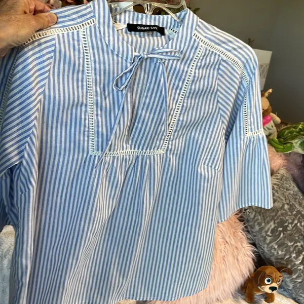 Blue Striped Women's Top New - Image 8