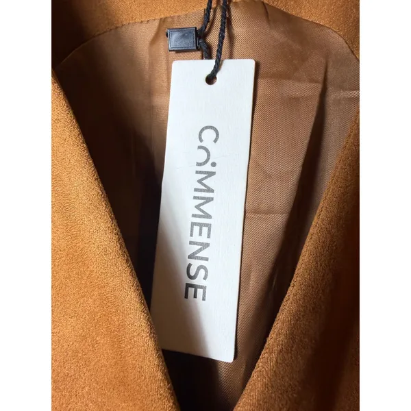 NWT COMMENSE Suede V-Neck Sleeveless Mini Dress Light Brown XS - Image 13