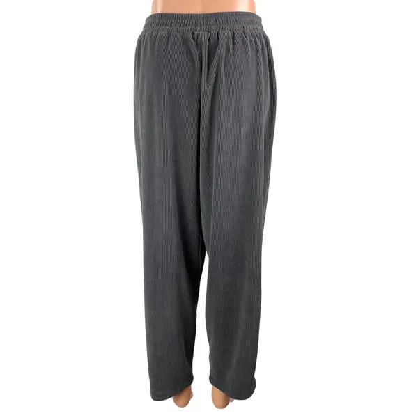 Evaless Women's Gray High Rise Elastic Waist Relaxed Tapered Trouser Pants Sz M - Image 3