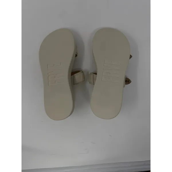 Frye Western Double Buckle Platform Slide Sandal Beige Leather Women Size 8 - Image 7