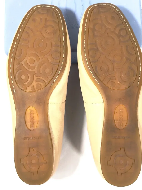 Born Womens Ballet Flats Size 9 M Beige Nude Leather Square Toe Slip On Shoes - Image 10