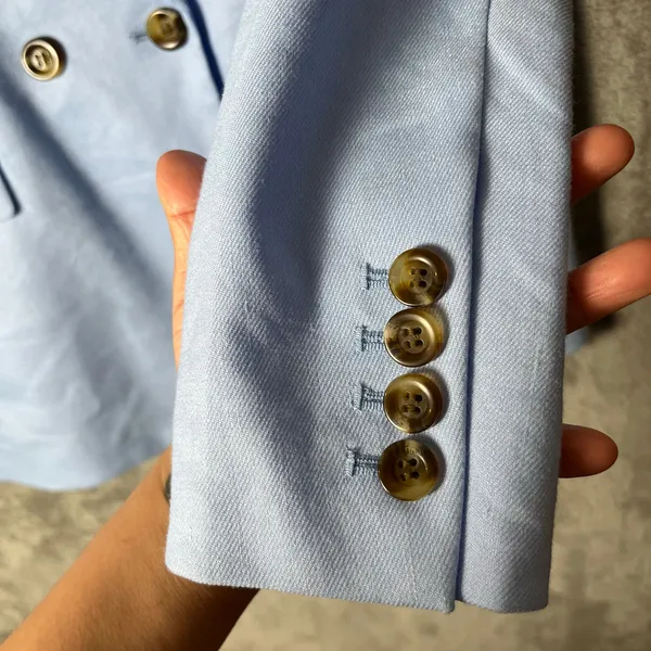 Ann Taylor The Oversized Peak Lapel Blazer Linen Twill Ojai Sky Blue‎ Size 0 - Image 4