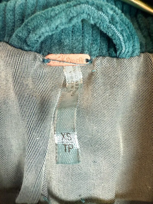 Free People Teal Corduroy Cropped Moto Jacket Size XS - Image 6