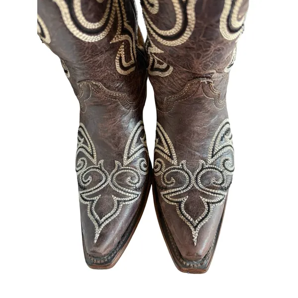 Circle G Womens Cowboy Boots Size 9.5 Brown Leather Square Toe Western Texas - Image 8