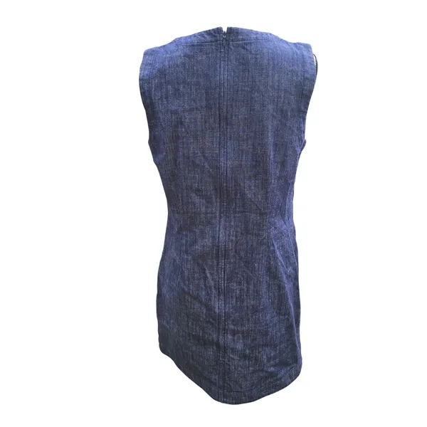 LOFT 31Y Womens Blue Denim Sleeveless‎ Shift Dress Round Neck Pockets Size 6 - Image 3