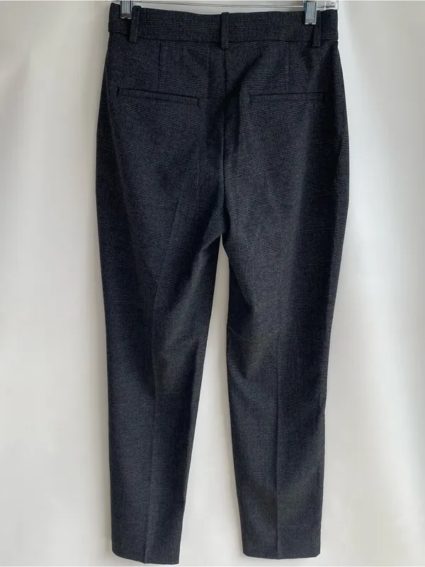 H&M grey plaid slim ankle slacks equestrian preppy academia fall winter office 4 - Image 4