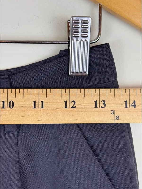 Theory Gil Faxon Navy Silk Blend Pleated Tapered Pants Size 00 Made USA - Image 12