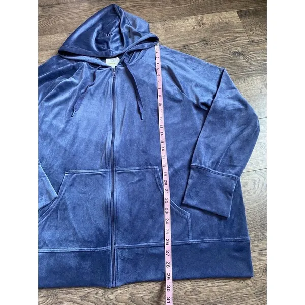 EUC Womens Aerie velour velvet full zip‎ jacket blue oversized size XXL - Image 3