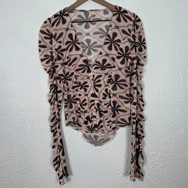 Free People Through The Meadow Top Floral Boho Festival Size Medium - Image 2
