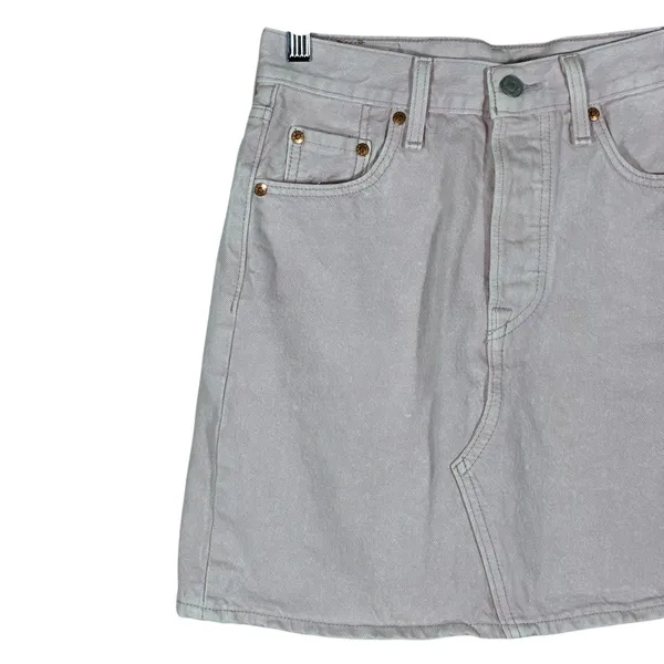 Levis Premium Deconstructed Denim Mini Skirt Pale Pink High Rise Size 26 - Image 2