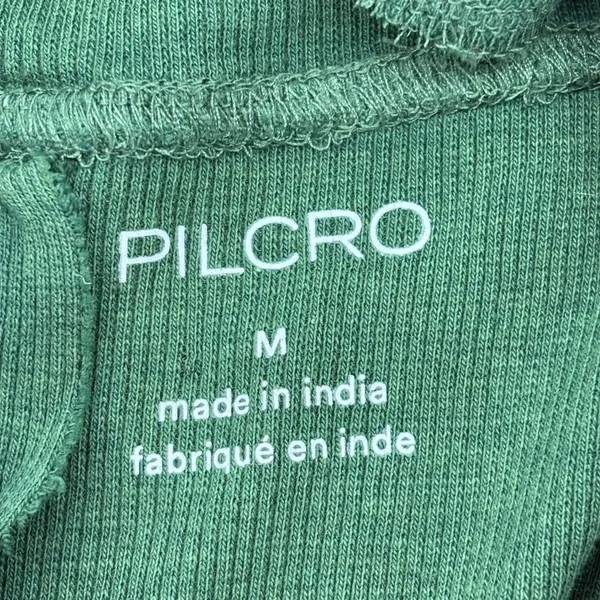 Pilcro Anthropologie Tank Top‎ Womens M Green Mock Neck Ribbed Raw Edge Boho - Image 7