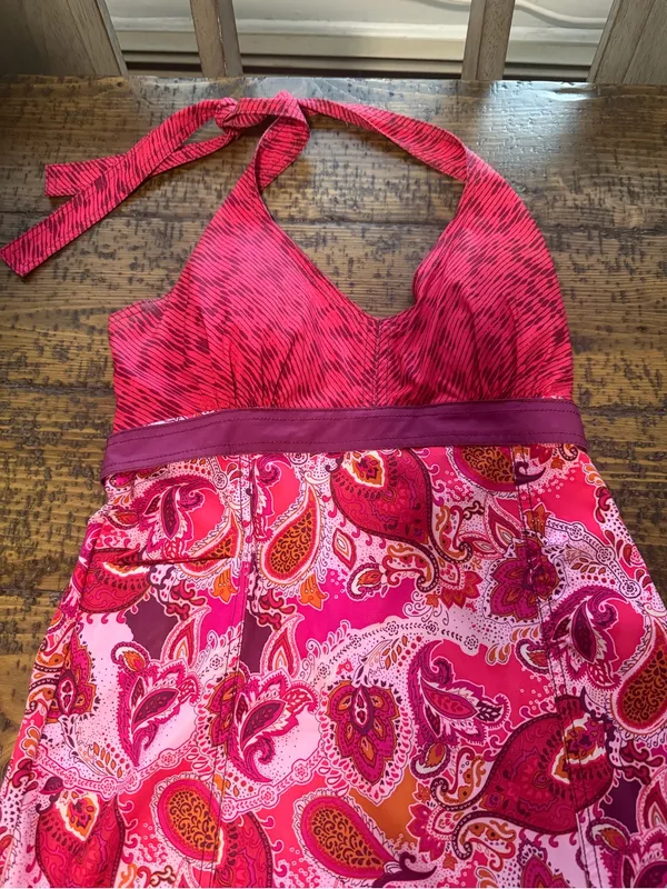 Athleta “Pack Everywhere” Pink Paisley Sun Valley Halter Dress Mini Size 8 - Image 3