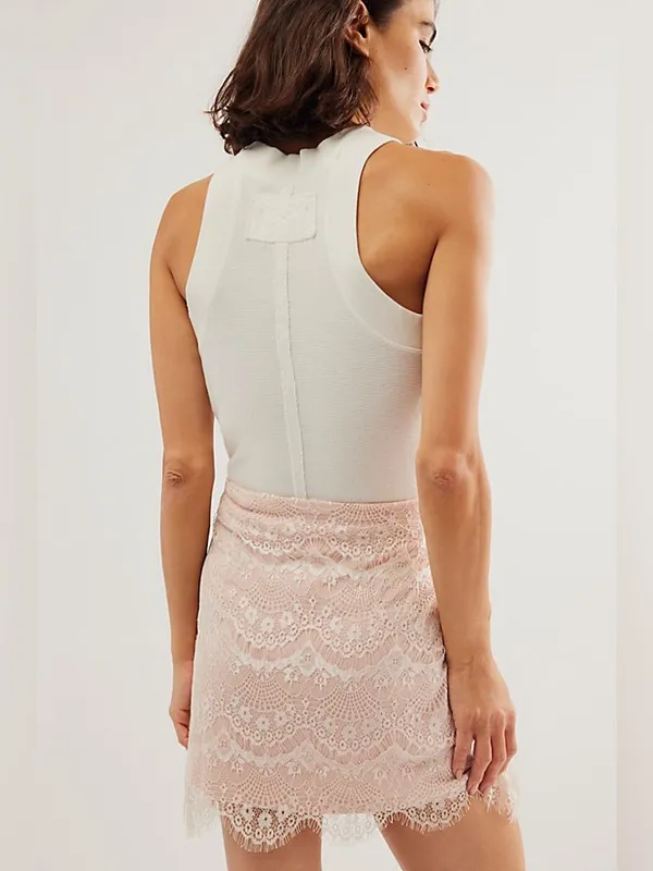Free People Zoey Lace Mini Skirt Pink/Rose‎ Sz.4 NWT - Image 4