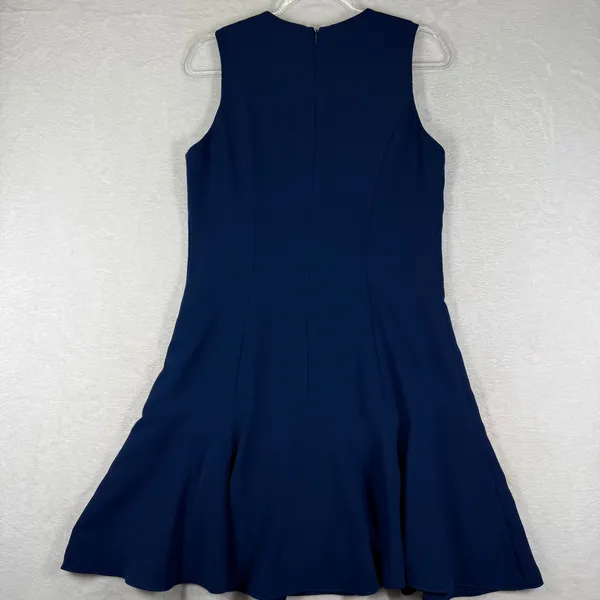 Amanda Uprichard Navy Blue Sleeveless Drop Waist Flounce Hem Dress Size L - Image 9