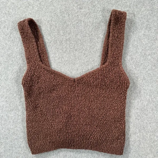 By Together Brown V-Neck Cropped Tank Top Size Small Textured Knobby Sleeveless - Image 7